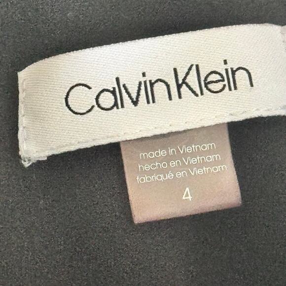 Calvin Klein Sheath Dress Flutter Sleeve Black Gold Exposed Zipper Women's Sz 4 - Picture 5 of 12